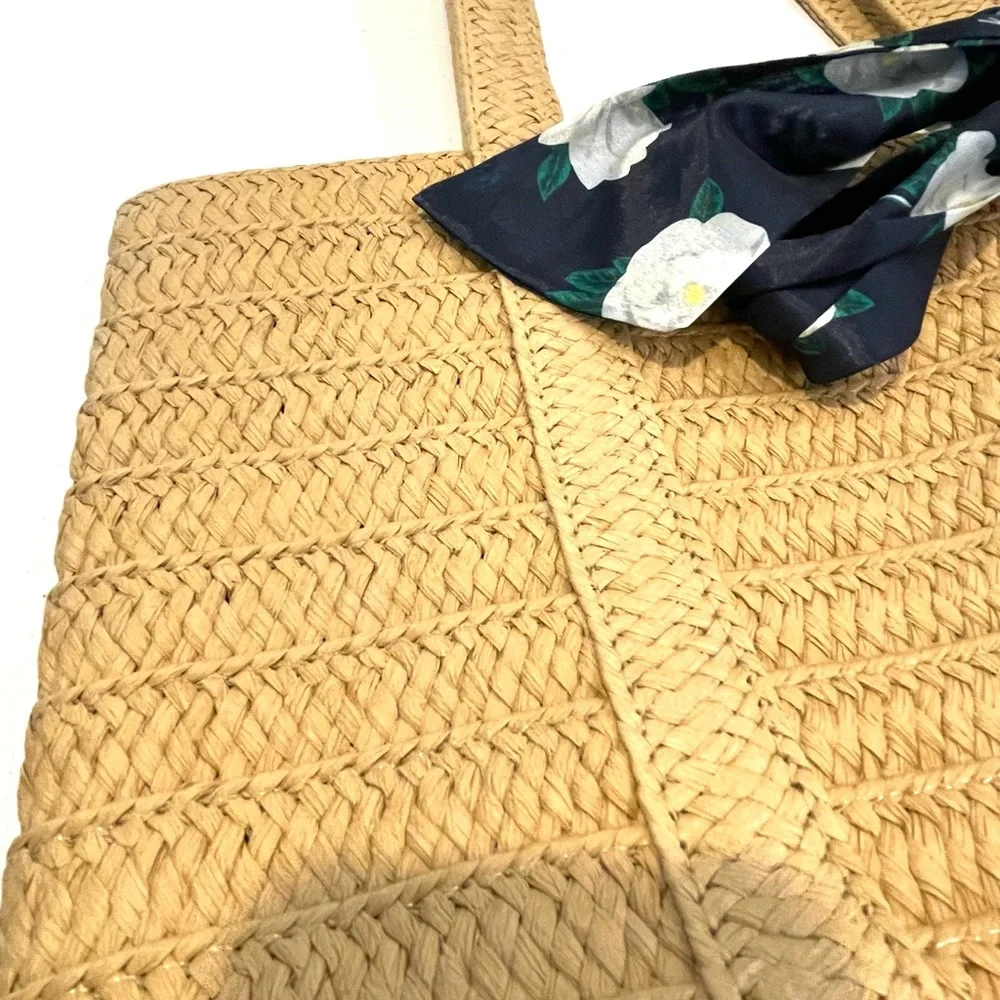 Draper James Straw Tote with Floral Scarf